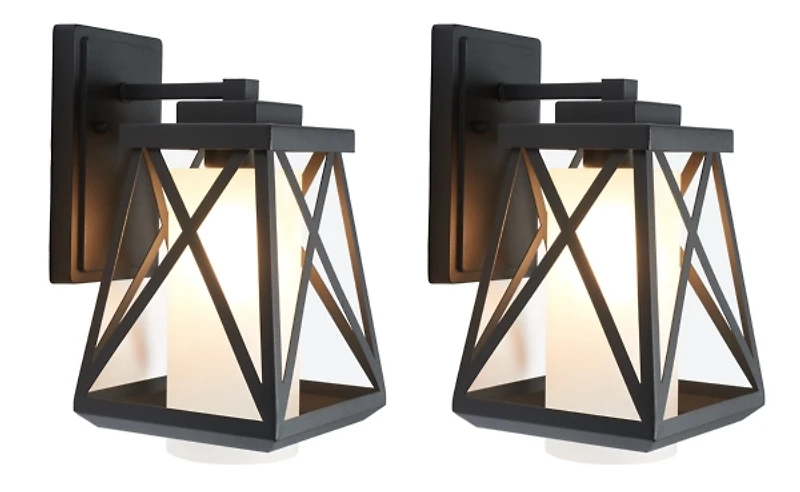 Black Braith Outdoor Wall Sconces. Set of 2
