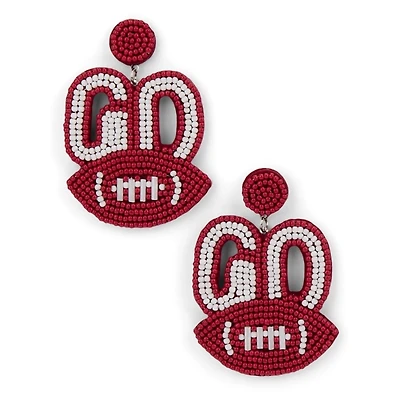 Garnet Beaded Football Earrings