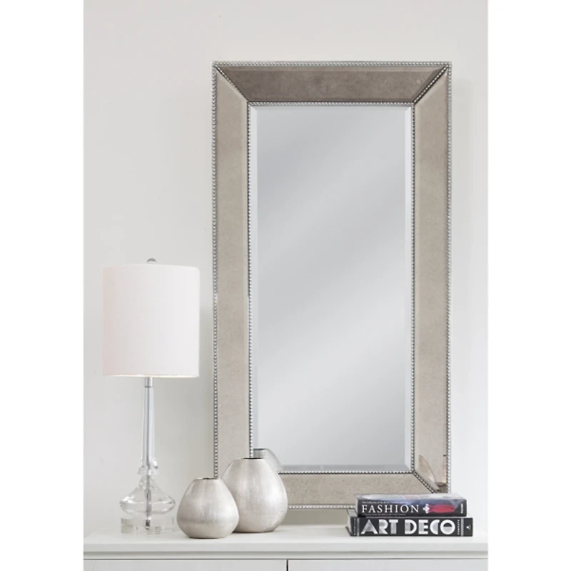 Antique Silver Beaded Mira Wall Mirror, 24x36
