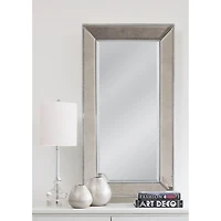 Antique Silver Beaded Mira Wall Mirror, 24x36