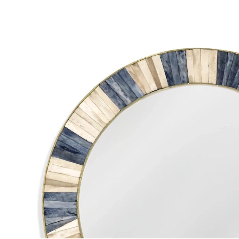 Round Blue and White Keena Wall Mirror