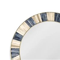 Round Blue and White Keena Wall Mirror