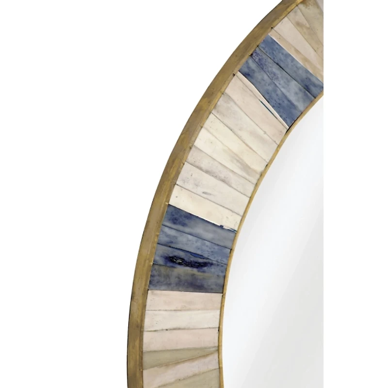 Round Blue and White Keena Wall Mirror