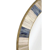Round Blue and White Keena Wall Mirror