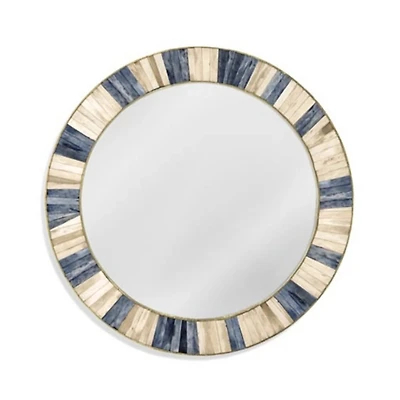 Round Blue and White Keena Wall Mirror