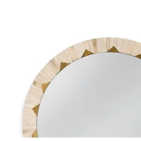 Round Ivory and Gold Geometric Wall Mirror