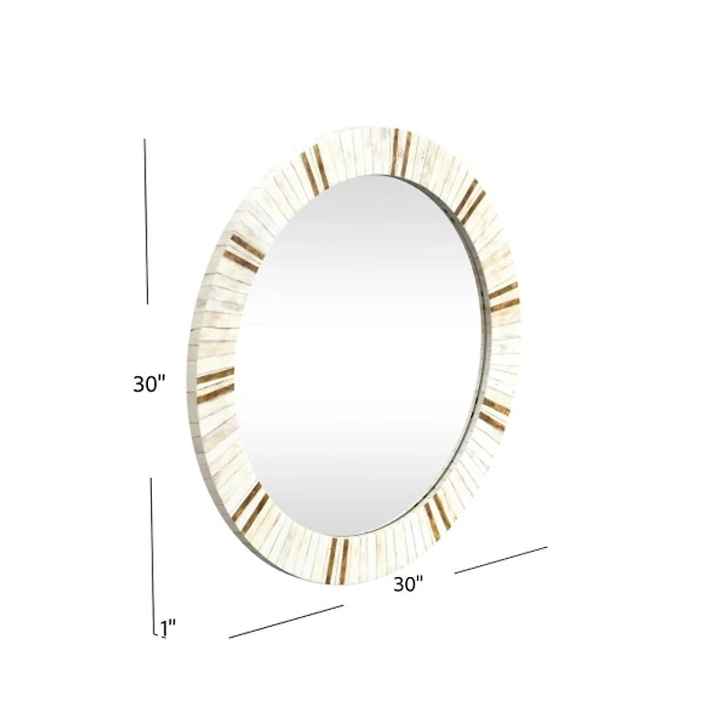 Round Ivory Clever Wall Mirror