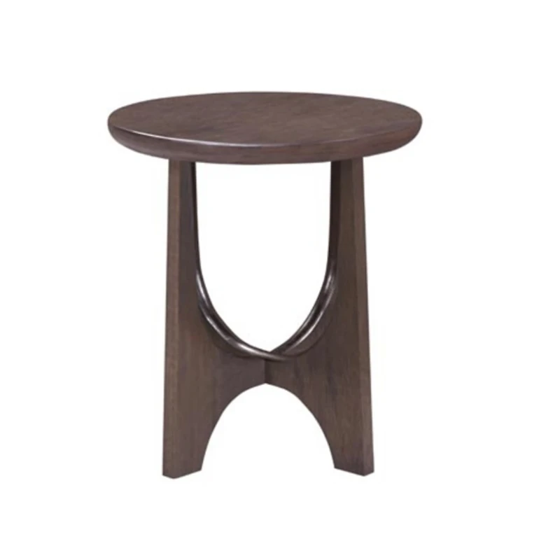 Brown Matte Round Accent Table