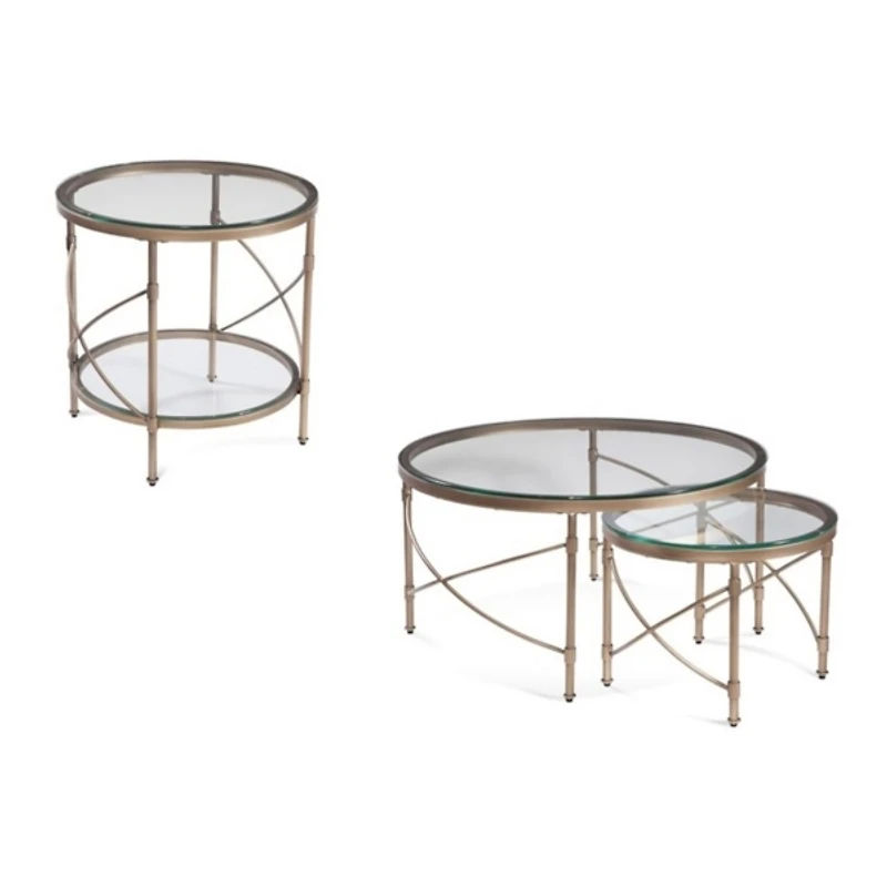 Gold Antique Nesting Coffee Tables, Set of 2