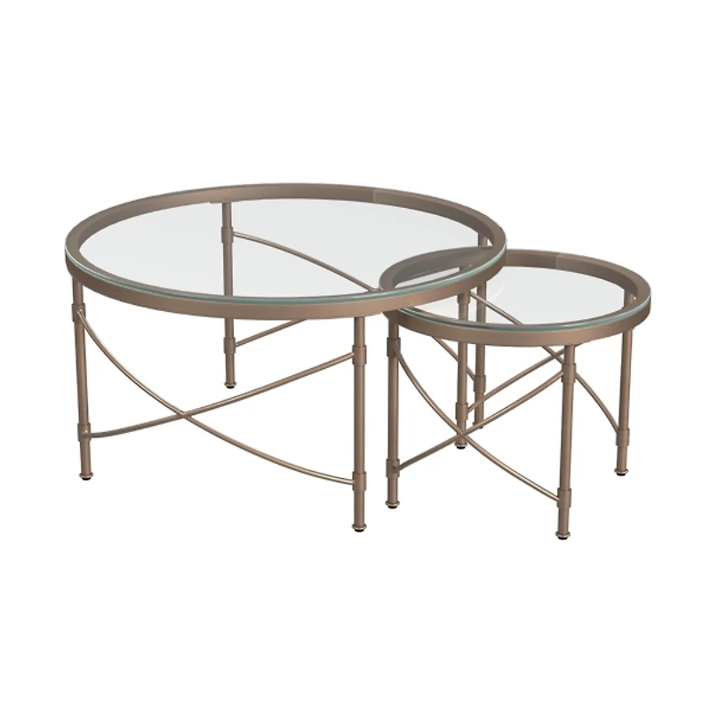 Gold Antique Nesting Coffee Tables, Set of 2