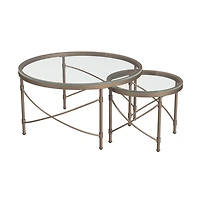 Gold Antique Nesting Coffee Tables, Set of 2