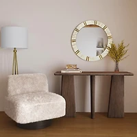 Beige Amaya Swivel Accent Chair