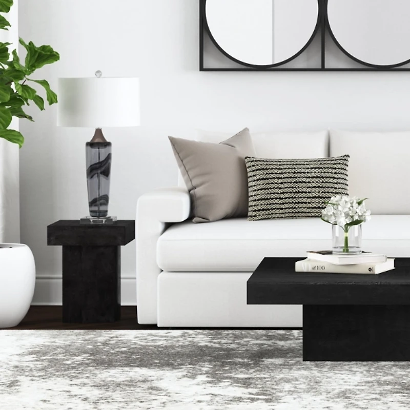 Black Square Padula Pedestal Accent Table