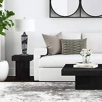 Black Square Padula Pedestal Accent Table