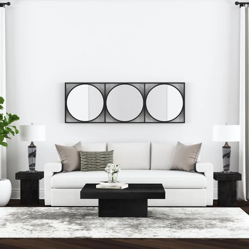 Black Square Padula Pedestal Accent Table