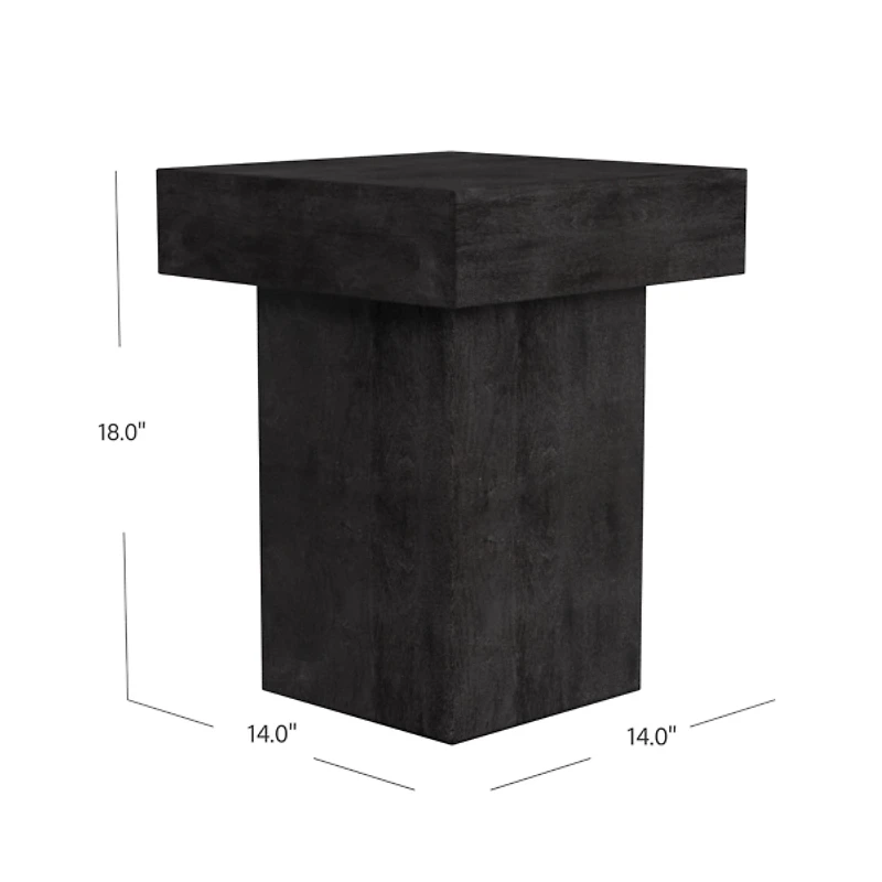 Black Square Padula Pedestal Accent Table