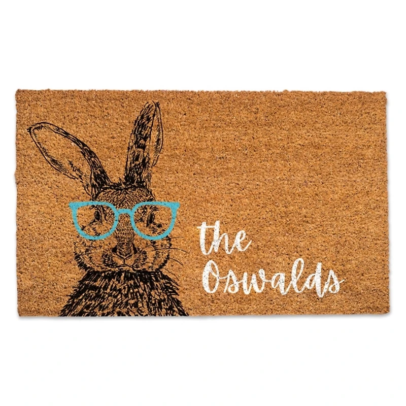 Easter Bunny Glasses Personalized Doormat