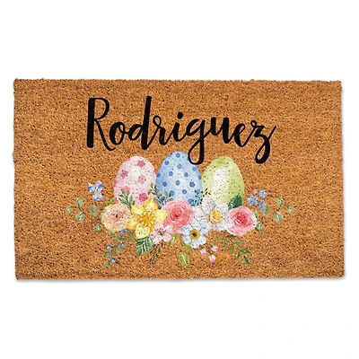 Watercolor Easter Eggs Personalized Doormat