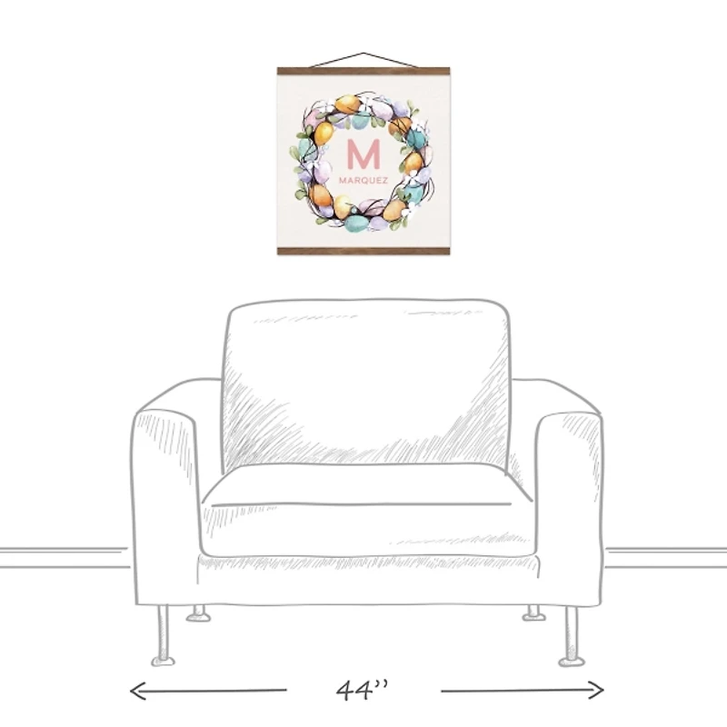 Egg Wreath Personalized Monogram Hanging Canvas