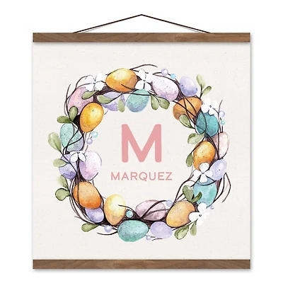 Egg Wreath Personalized Monogram Hanging Canvas