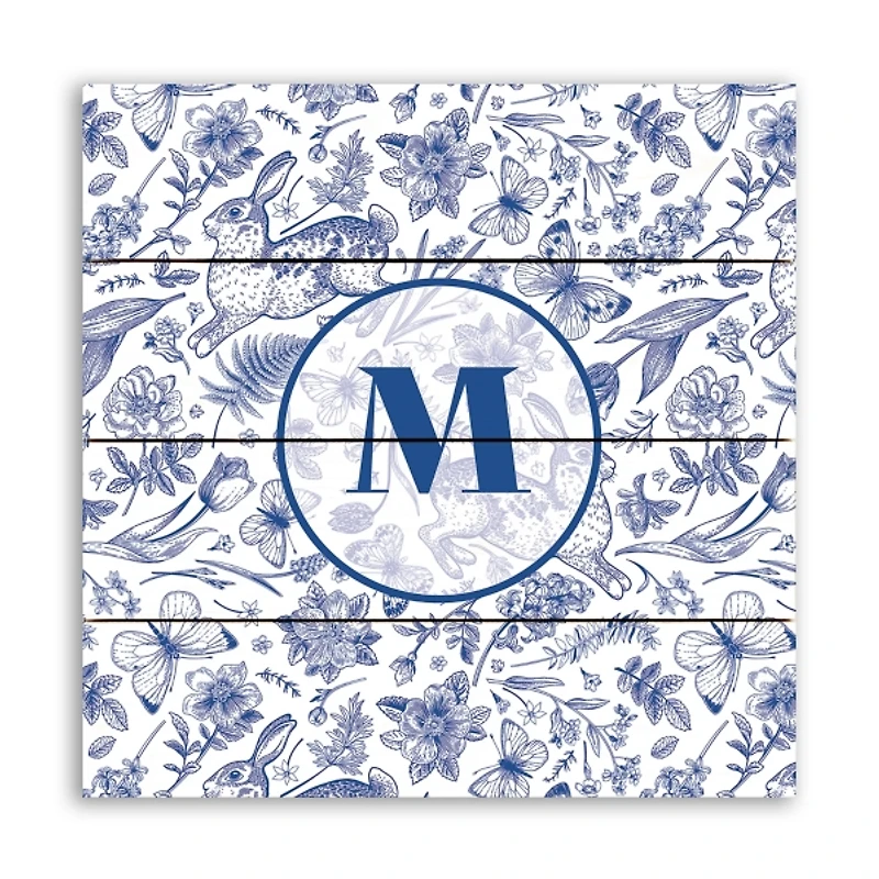 Navy Bunny Personalized Monogram Wall Plaque