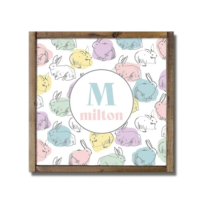 Personalized Monogram Colorful Bunnies Wall Plaque