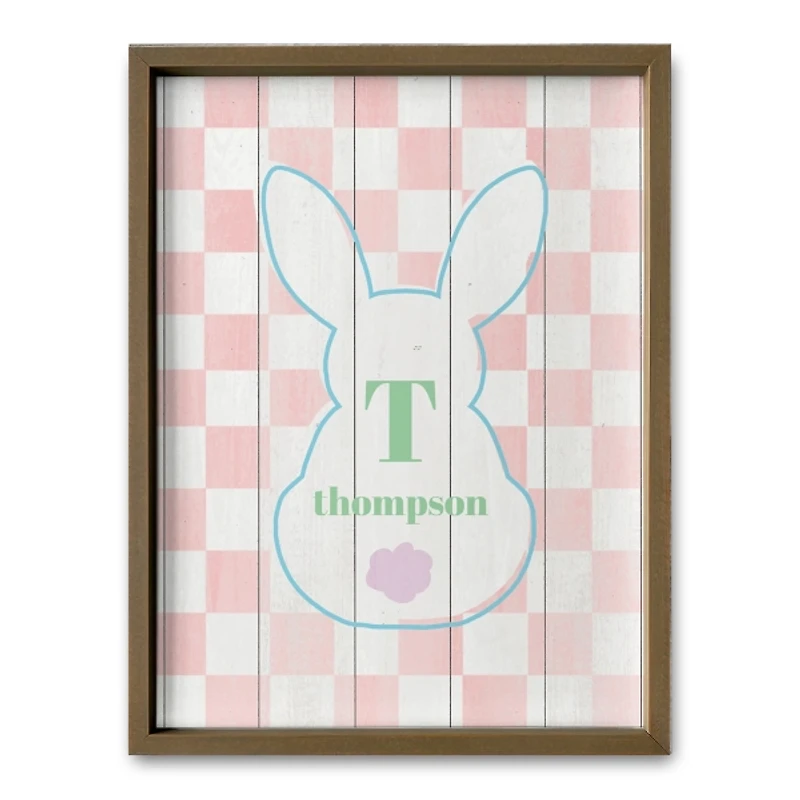 Personalized Monogram Bunny Checkered Framed Print