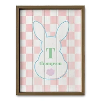 Personalized Monogram Bunny Checkered Framed Print