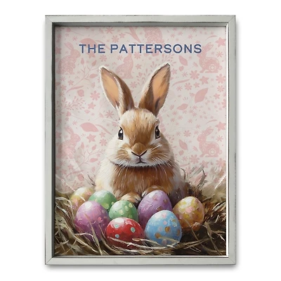 Personalized Bunny Nesting Eggs Framed Art Print