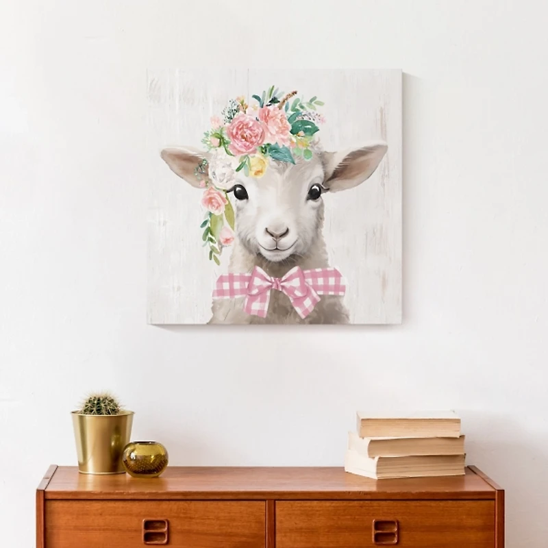 Floral Lamb Canvas Art Print