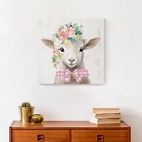 Floral Lamb Canvas Art Print