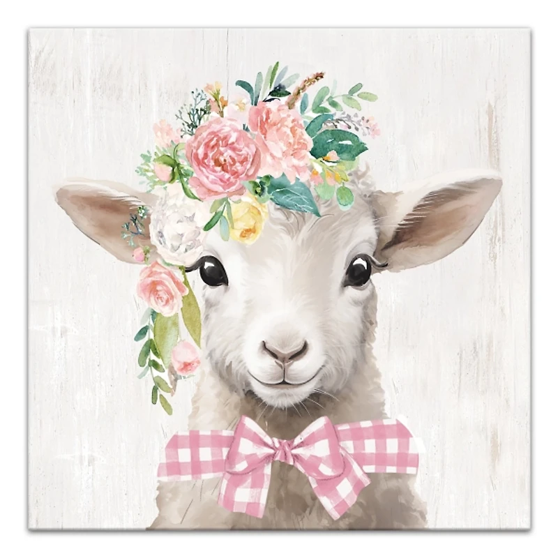 Floral Lamb Canvas Art Print