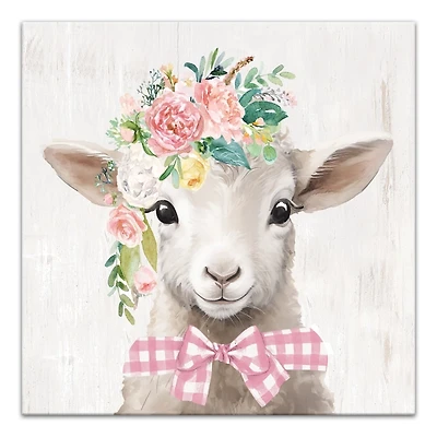 Floral Lamb Canvas Art Print