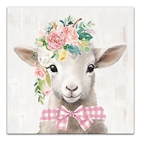 Floral Lamb Canvas Art Print