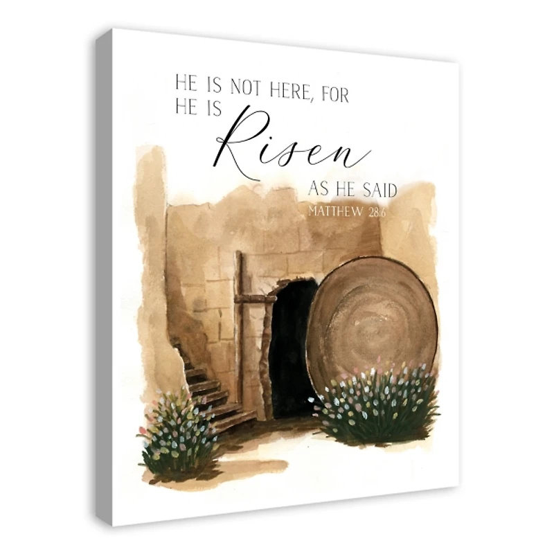 He is Risen Tomb Canvas Art Print