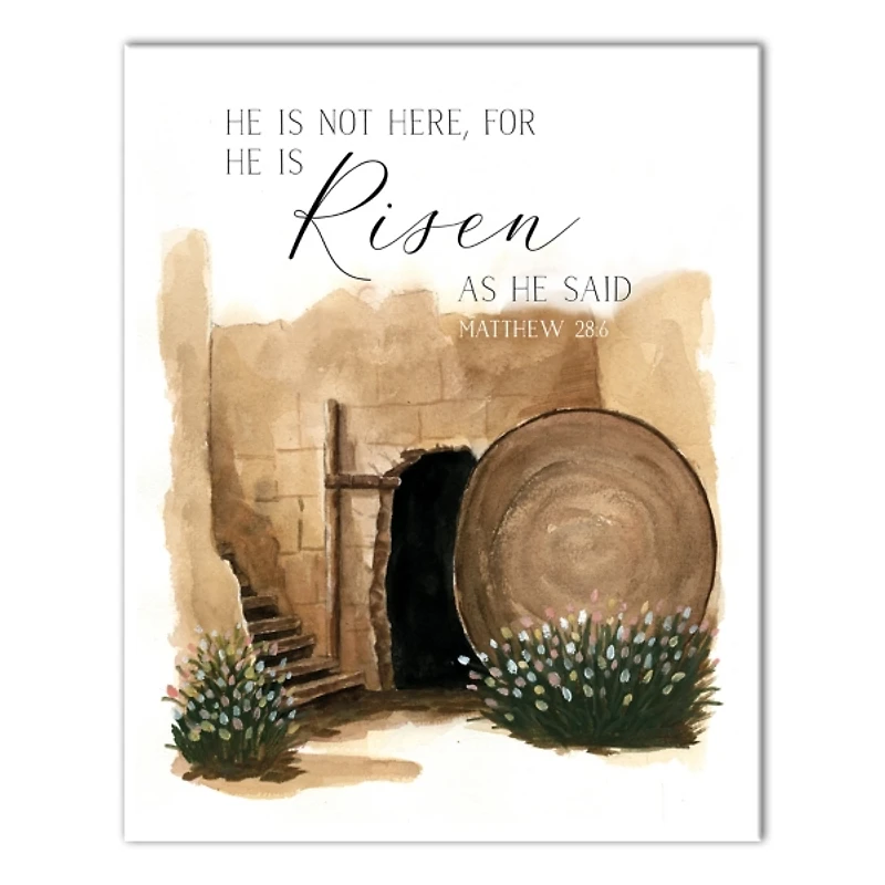 He is Risen Tomb Canvas Art Print