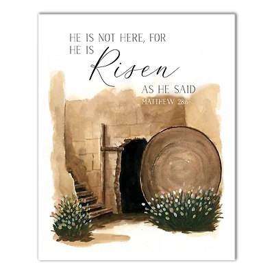 He is Risen Tomb Canvas Art Print