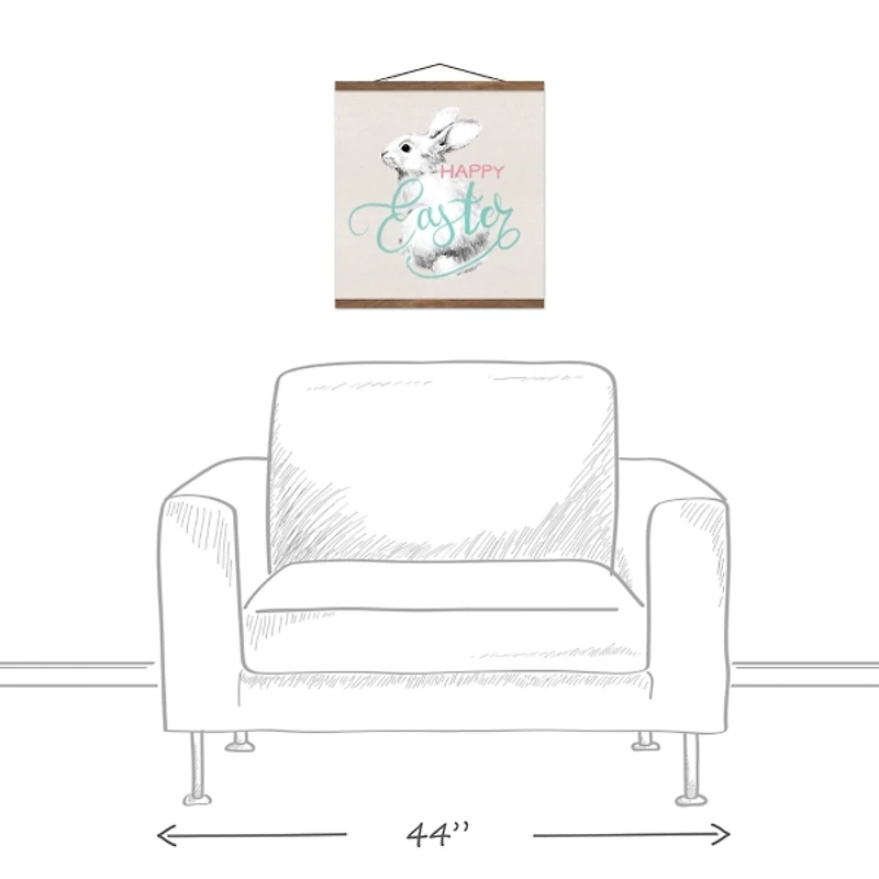 Happy Easter Sketch Bunny Hanging Canvas Art Print