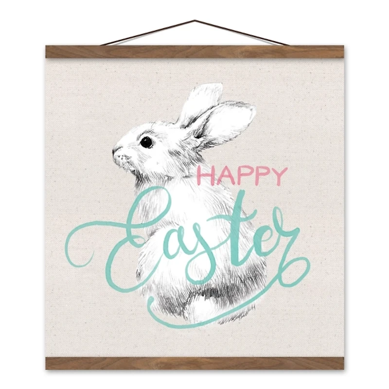 Happy Easter Sketch Bunny Hanging Canvas Art Print