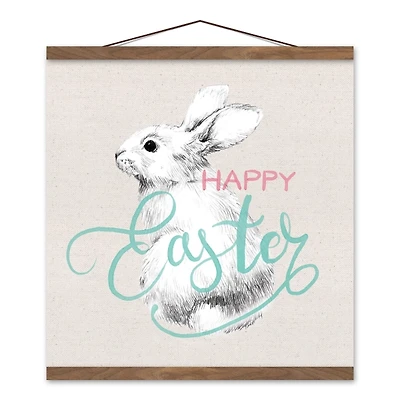 Happy Easter Sketch Bunny Hanging Canvas Art Print