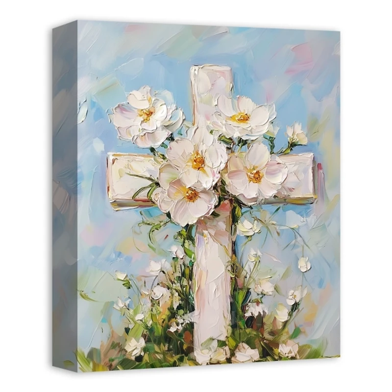 Pastel Painted Cross Canvas Art Print