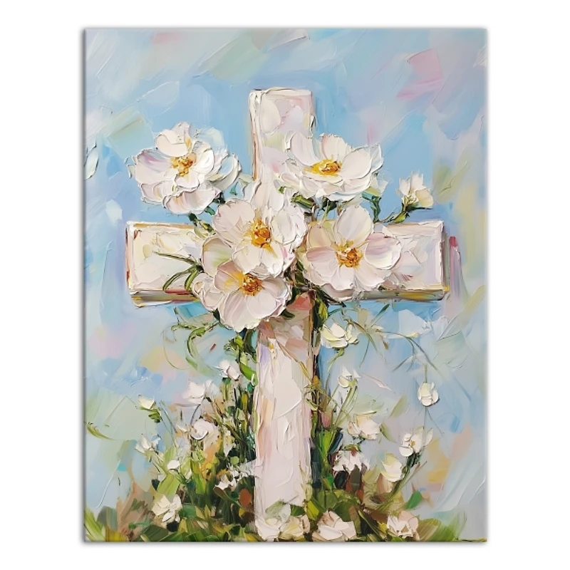 Pastel Painted Cross Canvas Art Print