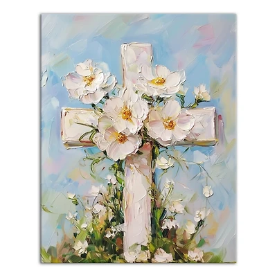 Pastel Painted Cross Canvas Art Print