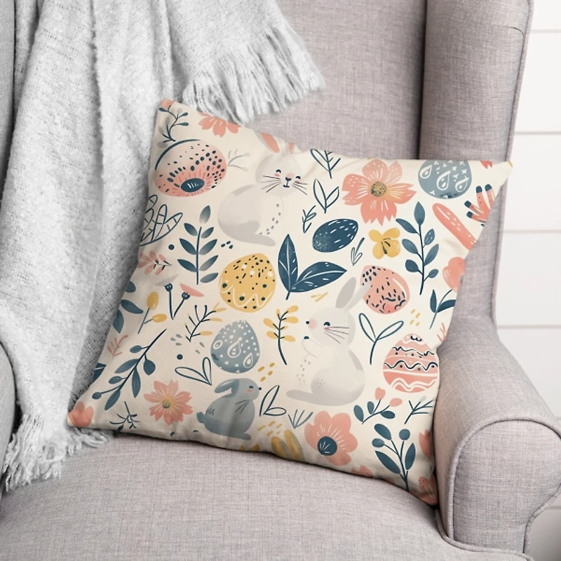 Easter Egg and Bunny Pattern Pillow