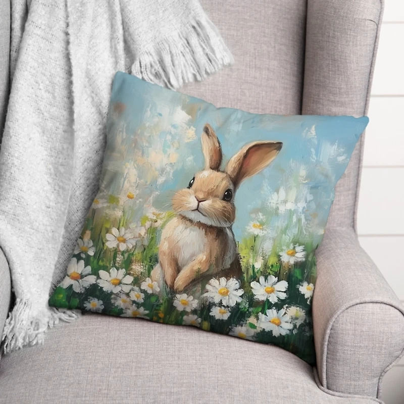 Painted Floral Bunny Pillow