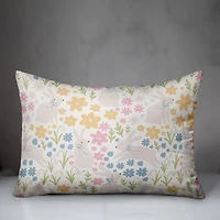 Bunny Wildflower Lumbar Pillow
