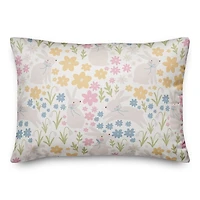 Bunny Wildflower Lumbar Pillow
