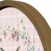 Pink Check Floral Bunny Framed Art Print