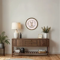 Pink Check Floral Bunny Framed Art Print