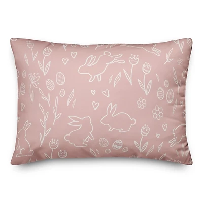 Pink Simple Bunny Outdoor Pillow